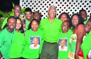  - Retired-Brigadier-General-David-Granger-and-his-supporters-on-Saturday-celebrate-his-being-elected-the-presidential-candidate--300x195