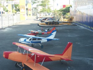 Model planes line up at Building Expo last year