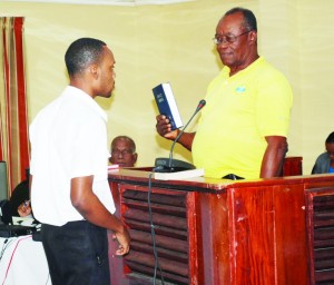 Compton Fraser being sworn in to give evidence