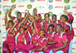 Windies Women celebrate their series win against South Africa (WICB Media Photo/Randy Brooks)