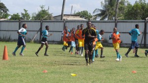 Training with coach McKinnon (front centre)