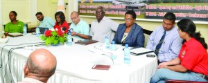 At the head table are Air Navigation Services Director Artie Heeralall, GCAA Director General Zulfikar Mohamed, Transport Minister Robeson Benn, Aviation Services Regulation Director Paula Mc Adam and other support staff of the Guyana Civil Aviation Authority