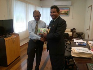 State Minister within the Trinidad and Tobago Food Production Ministry Jairam Seemungal with Agriculture Minister Dr Leslie Ramsammy