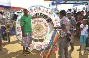 These young men attracted the attention of many with their oddly shaped kite