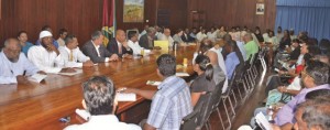 Stakeholders in talks with President Donald Ramotar and other government officials at the Office of the President