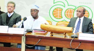 Former President Bharrat Jagdeo (right) at the inaugural meeting of the ACP EPG, along with former Dominican Republic President Fernandez Reyna (left) and former Nigerian President Olusegun Obasanjo