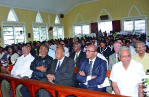 President Donald Ramotar, Prime Minister Samuel Hinds, Speaker of the National Assembly Raphael Trotman, former President Bharrat Jagdeo, APNU Vice Chairman  Dr Rupert Roopnaraine, government ministers and officials along with members of the diplomatic corps were among the hundreds who turned out to pay their last respects to former Minister Dr Dale Bisnauth on Tuesday