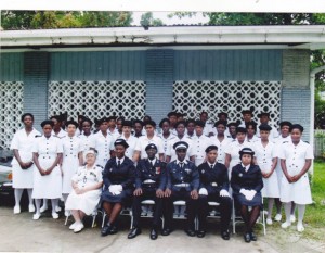 St. John Guyana's oldest members (front row) along with those now growing with the organisation