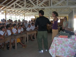 Volunteers teaching in Waramadong, Region Seven