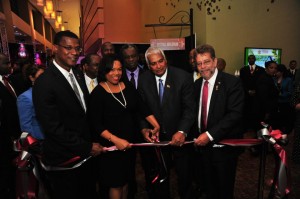 (From L-R) Turks and Caicos Premier Dr. Rufus W. Ewing, CTO Chairman Beverly Nicholson-Doty, THA Chief Secretary Orville London, TT’s Foreign Affairs Minister Winston Dookeran, who was at the time acting as prime minister and Tourism Minister Stephen Cadiz at the opening of STC-14 at the Hyatt Regency Trinidad. 