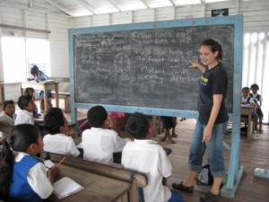 YWAM volunteer teaching at Imbaimadai school