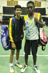 Men’s Doubles champion Narayan Ramdhani (left) and Nicholas Ali in a relaxed mood after their triumph