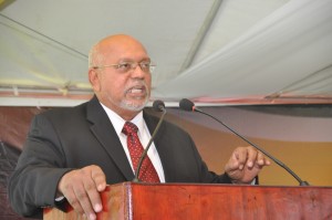 President Donald Ramotar speaking at the launching of the 1000 homes project at the Perseverance new housing development
