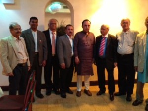 Above in Kurta is Dr. Subramanian Swamy, President of the Janata Party in India, next to him are Mr. Rohee Sibadan, and Mr. Patanjali Rambrich.