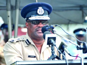 Acting Police Commissioner Leroy Brumell addressing the awards ceremony at the TSU Drill Square 