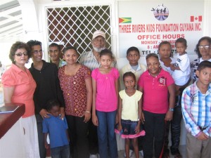 Jeanette Singh (far left), founder of Three Rivers Kids Foundation, with a group of patients  