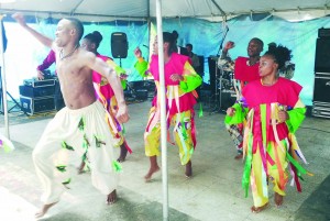 Guyanese artistes entertaining the audience in Suriname