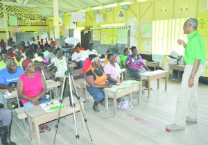 PNCR leader David Granger addressing residents of Baracara  