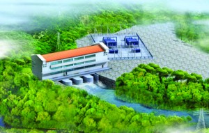 An artist's impression of the Amaila Falls hydropower plant