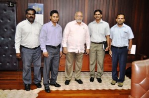 President Donald Ramotar and head of the Office of Climate Change Shyam Nokta with a team from The Energy and Resources Institute (TERI) in Delhi led by Associate Director Dr G Rudra Narsimha Rao