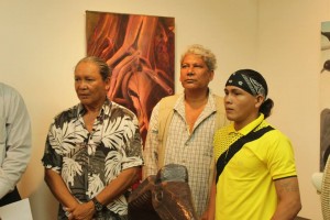 Exhibiting artists (from left) are George Simon, Oswald Hussein and Victor Captain