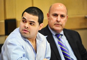 Gerard Lopes Belmonte seen with his attorney Jose Reyes during pre-trial motions, Sept. 9, 2012 at the Broward Courthouse in Ft. Lauderdale. (Sun Sentinel)