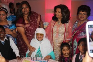 Children, grandchildren and great grandchildren share a special moment with Guyanese-born Canadian, Noorun Nisa Kassim, (centre) during her 90th birthday celebrations in Toronto on Sunday 