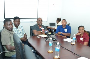 Demerara Habour Bridge General Manager Rolston Adams and his technical team that will be handling rehabilitation works on the bridge