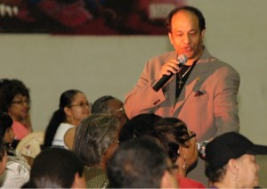 Singer/songwriter Terry B. performing at a West Indian event