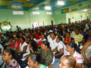 Part of the large gathering at the Uitvlugt Community Centre