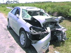 The mangled remains of Dr Physal Sattar’s  car 