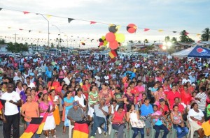 The gathering of PPP/C supporters at the Lusignan Market tarmac, East Coast Demerara last Sunday