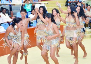 Amerindian dancers perform to the delight of attendees at the opening of the National Toshaos Council conference on Monday at the International Conference Centre, Liliendaal ECD