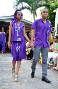 Two models display Ramsammy James’ designs