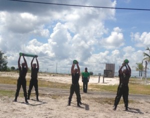 Officer cadets demonstrating endurance training at the Camp Stephenson Colonel Ulric Pilgrim Officer Cadet School