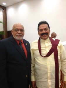 President Donald Ramotar and Sri Lankan President Mahinda Rajapaksa at the Commonwealth Heads of Government Meeting