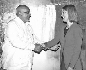 Flashback: Guyana’s President Donald Ramotar welcomes newly-appointed Canadian High Commissioner to Guyana, Dr Nicole Giles. In September, Giles presented her letters of credence to Ramotar at the Office of the President