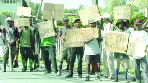 Rose Hall Estate workers protesting the one per cent wage hike 