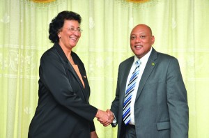 Speaker of the Surinamese Parliament, Dr Jennifer Geerlings-Simons and Speaker of the National Assembly Raphael Trotman