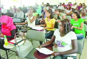 Students of the UG Berbice Campus at the launching of the programme  