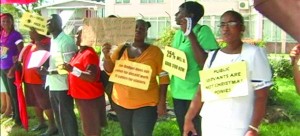 Public servants during Monday’s picketing exercise in front of the Office of the President 