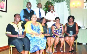 Awardees from left, back row: Dereck Springer, Sean Wilson and Nazim Hussain. In front row, from left: Shirley Inniss, Desiree Edghill, Eulanie Torrezao, Annette Jaundoo, and Edris George