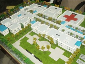 A model of the Specialty Hospital which is to be built at Turkeyen, Greater Georgetown