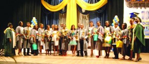 Prizewinning graduating teachers at the 79th CPCE graduation ceremony at the National Cultural Centre in Georgetown