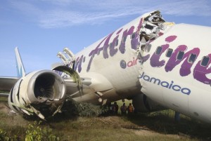 The Boeing 737-800 Caribbean Airlines plane that split in two after it crashed onto the Cheddi Jagan International Airport runway in July 2011