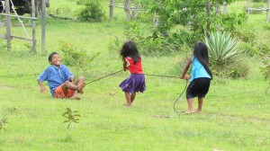 Children having fun in the village