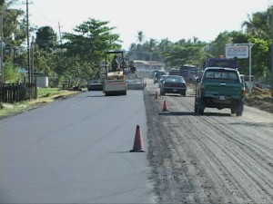 Work ongoing at the four-lane extension on the East Bank of Demerara