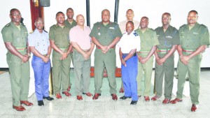 The newly-promoted senior officers with Chief-of-Staff Brigadier Mark Phillips