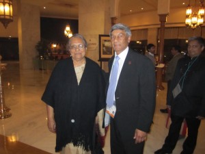 Ela Gandhi and Ashook Ramsaran, two delegates at the New Delhi 12th Annual Pravasi Bharatiya Divas (PBD)