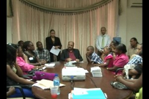 Health Minister, Dr Bheri Ramsaran meets with children who will be undergoing surgery and their parents